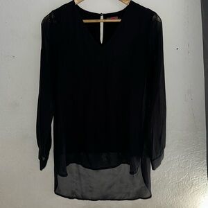 Vince Camino Long Sheer Sleeves Top, V Neck